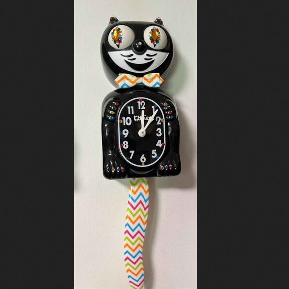Custom Jeweled Rainbow Classic Black Kit-Cat Klock Clock - Picture 2 of 8